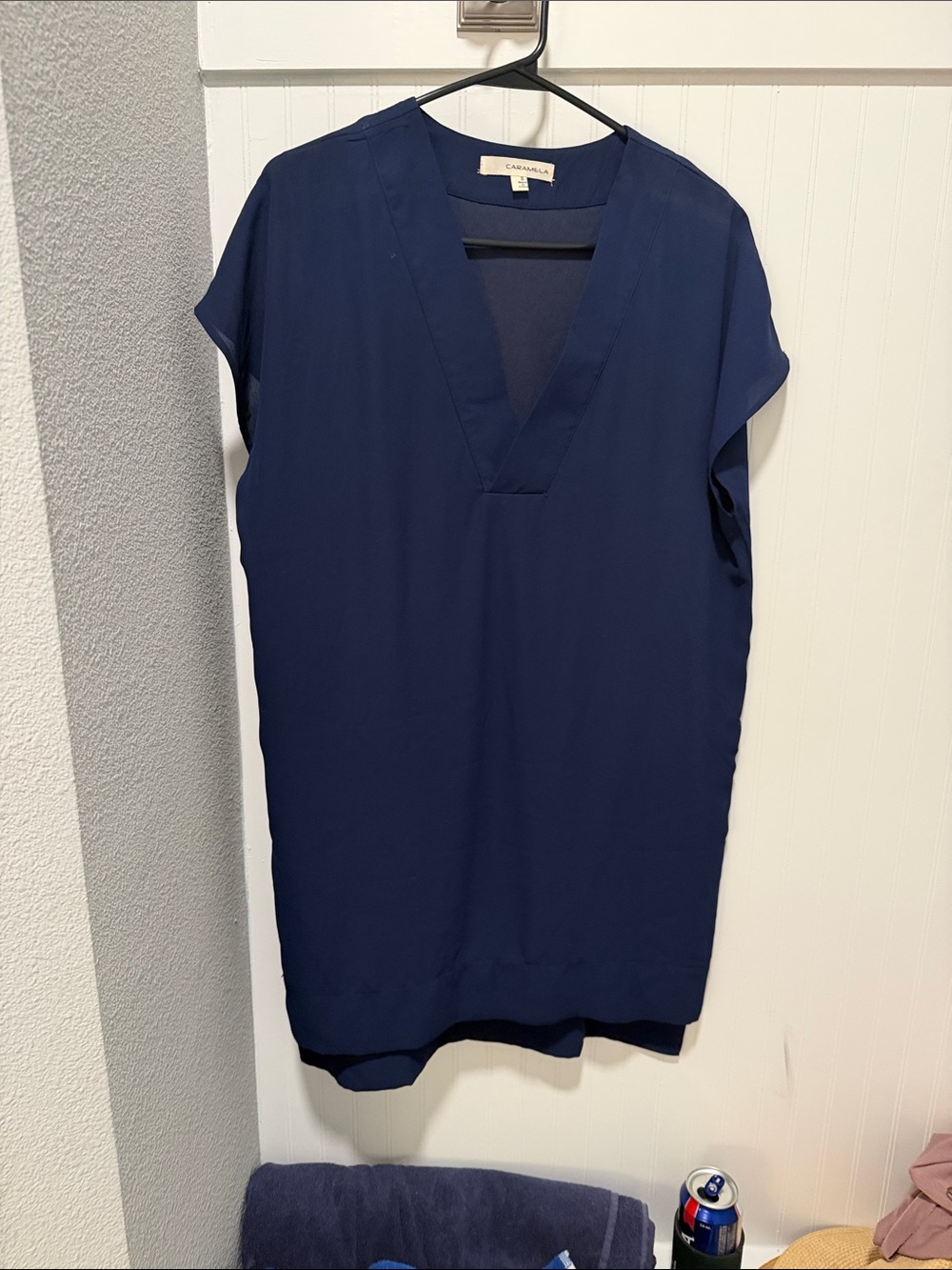 Casual V-Neck Mini Dress in Navy by Lush